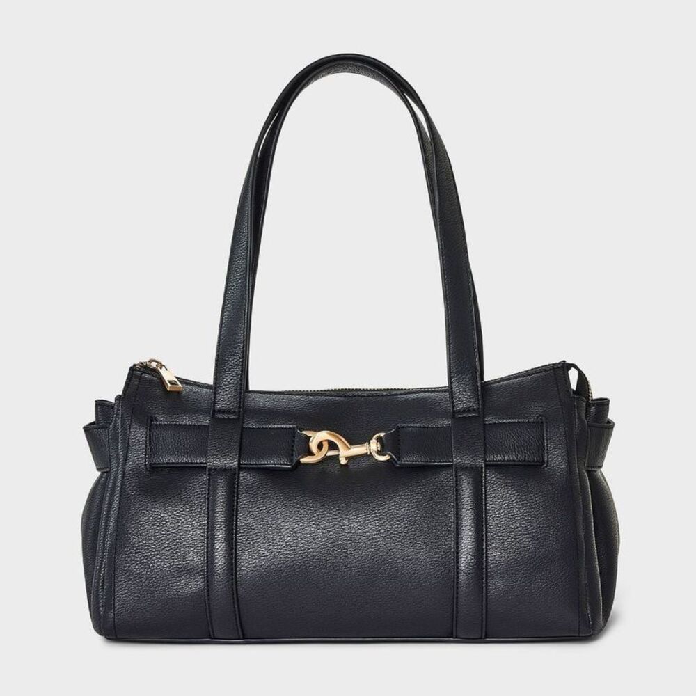 Slouchy Satchel Handbag - A New Day Black